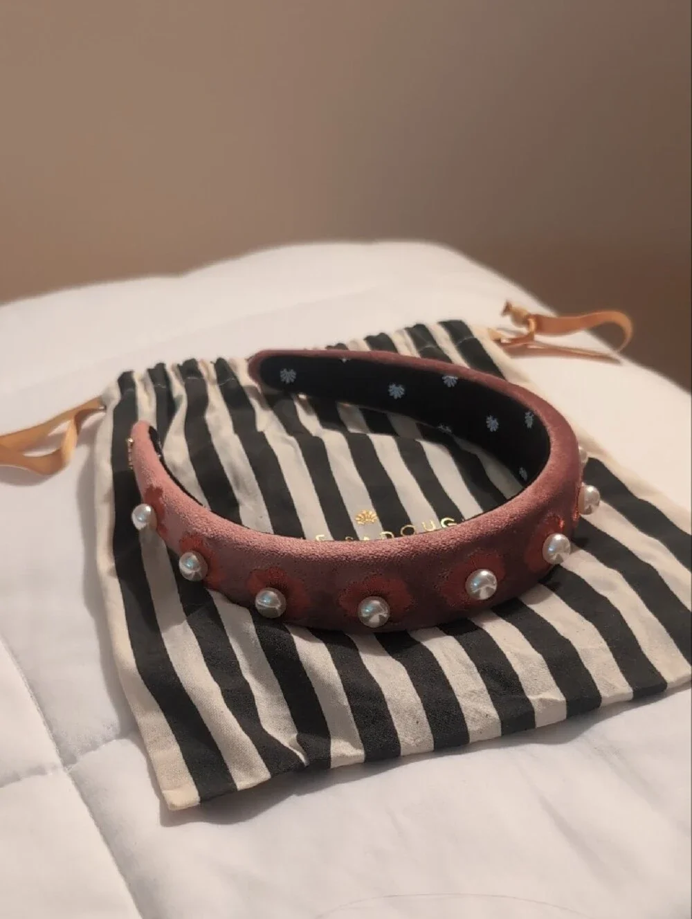 Lele Sadougi - Alice Floral Embellished Velvet Headband